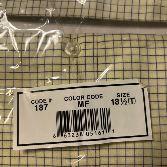 Haband Men's Grid Pattern Shirt - Cream and Blue XXL Tall.  In package - Picture 4 of 4